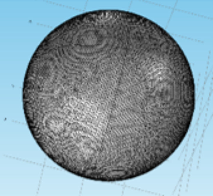 A silver sphere with a diameter of 2 µm meshed by COMSOL Multiphysics with 17291 flat triangular elements.